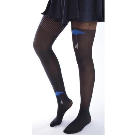  Collant Parapluies bleus asymétriques noir Berthe aux grands pieds