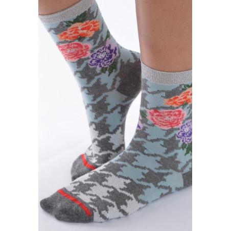 Chaussettes Fil de jour pied de Poule ciel