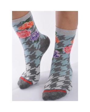 Chaussettes Fil de jour pied de Poule ciel