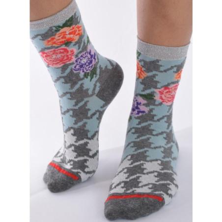 Chaussettes Fil de jour pied de Poule ciel