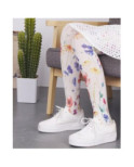 Collant blanc bouquet fleuri imprimé