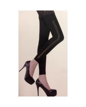Collant sans pieds opaque noir clouté