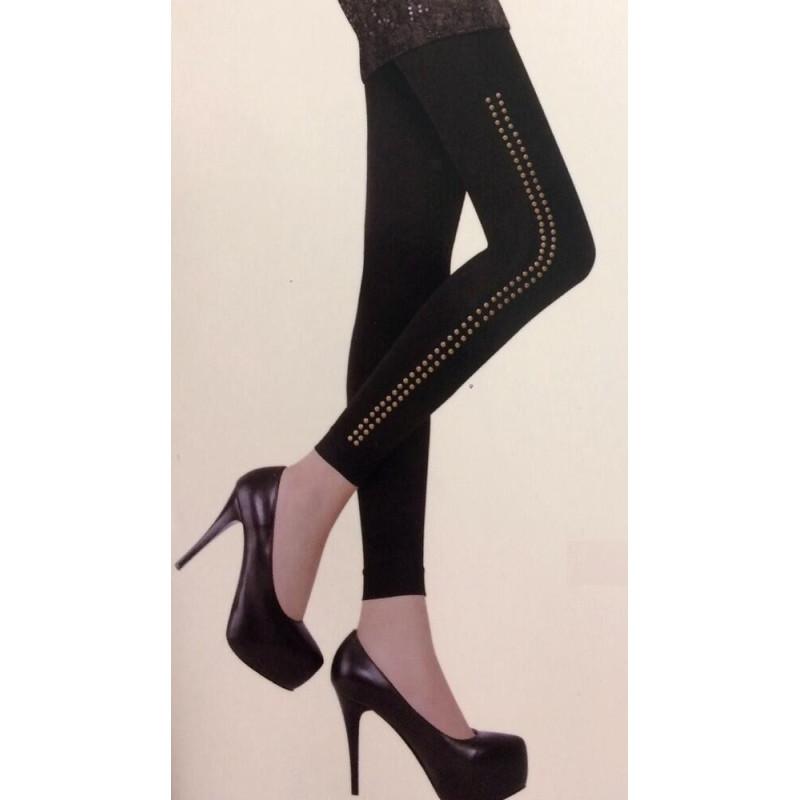 Collant sans pieds opaque noir clouté