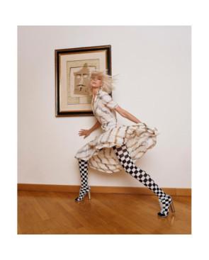 Collant Damier Noir et blanc Emilio Cavallini