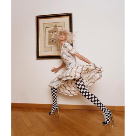 Collant Damier Noir et blanc Emilio Cavallini