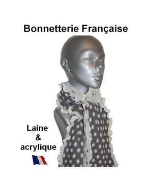 Echarpe laine Pois Gris blanc