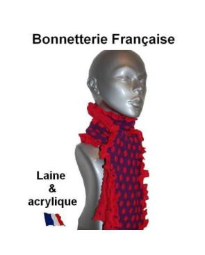 Echarpe laine violette pois rouges