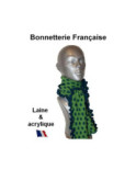 Echarpe laine verte pois bleus