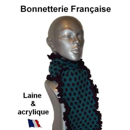 Echarpe en laine canard pois Bleus