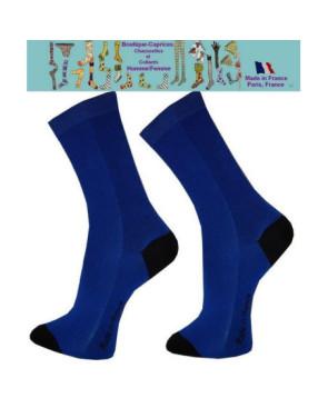 Chaussettes bleues homme fil Bi colores noires