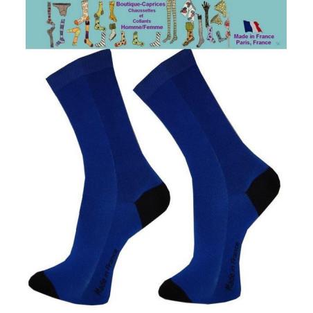 Chaussettes bleues homme fil Bi colores noires