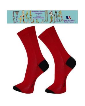 Chaussettes rouges homme fil Bi colores noires