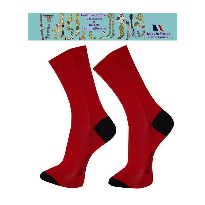 Chaussettes rouges homme fil Bi colores noires
