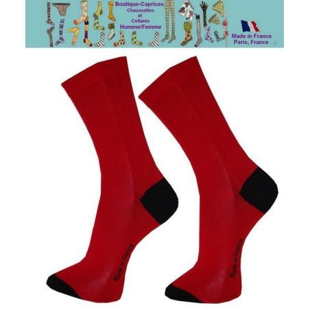 Chaussettes rouges homme fil Bi colores noires