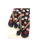 Chaussettes japonaise Tabis noires petites fleurs