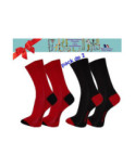 Chaussettes homme fil Bi colores noires rouge pack de 2
