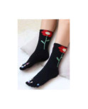 chaussettes noires 5 doigts fleurs exotiques