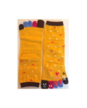 chaussettes jaunes 5 doigts petits Coeurs