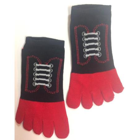 Socquettes noires 5 doigts à lacets