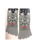 Chaussettes 5 Doigts chat Gris à Pois