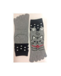 Chaussettes 5 Doigts chat Gris à Pois