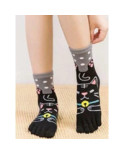 Chaussettes 5 Doigts chat Noir à Pois