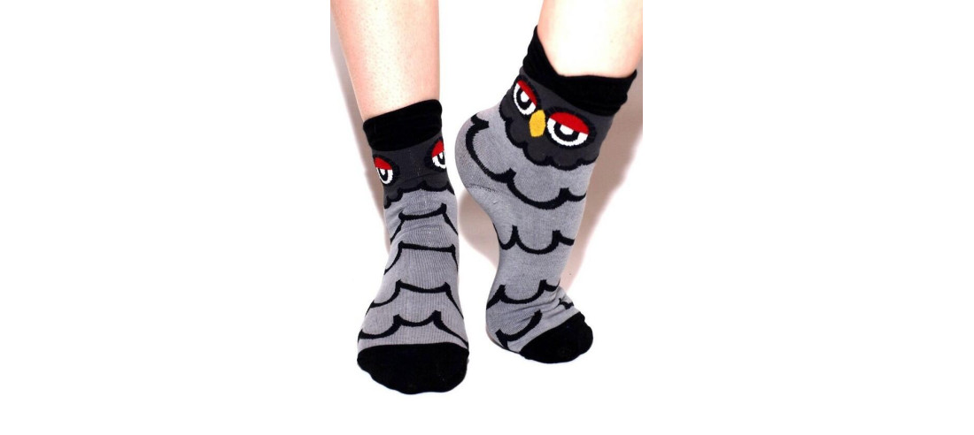 Chaussettes chouettes rigolotes noires