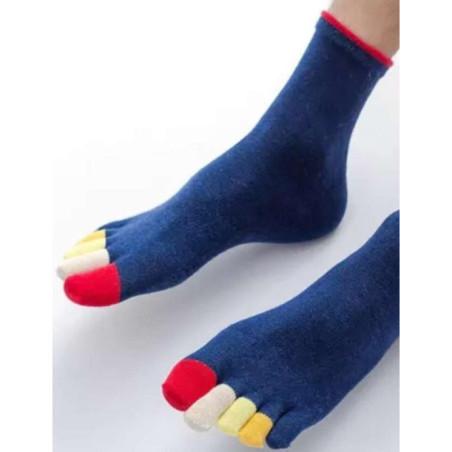 Chaussettes 5 doigts Bleues Doigts Couleurs