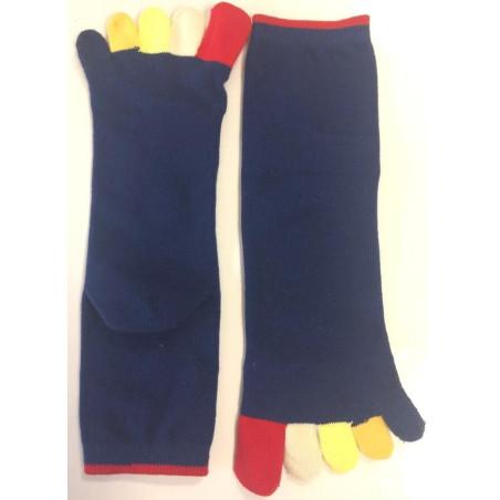 Chaussettes 5 doigts Bleues Doigts Couleurs