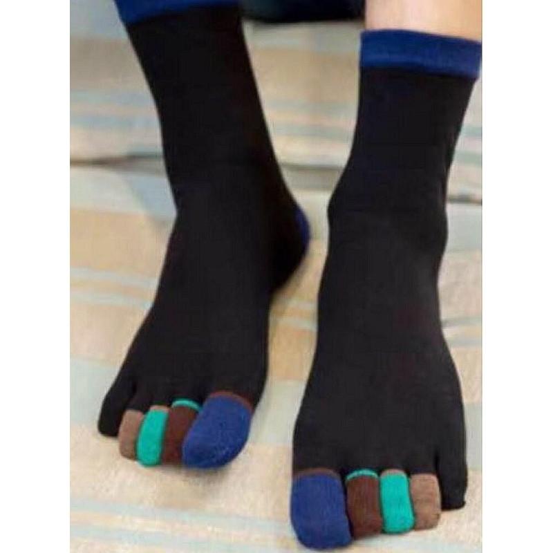 Chaussettes 5 doigts Noires Doigts Couleurs Vertes
