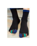 Chaussettes 5 doigts Noires Doigts Couleurs Vertes