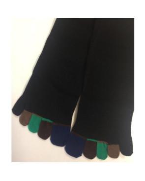 Chaussettes 5 doigts Noires Doigts Couleurs Vertes
