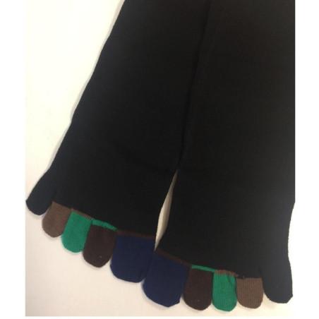 Chaussettes 5 doigts Noires Doigts Couleurs Vertes