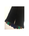 Chaussettes 5 doigts Noires Doigts Couleurs Vertes