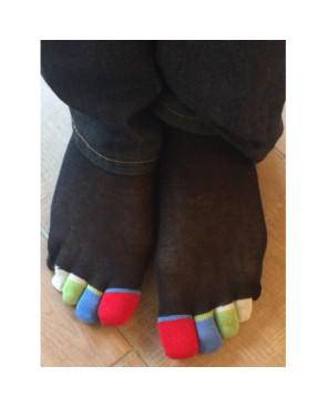 Chaussettes 5 doigts noires Doigts Couleurs