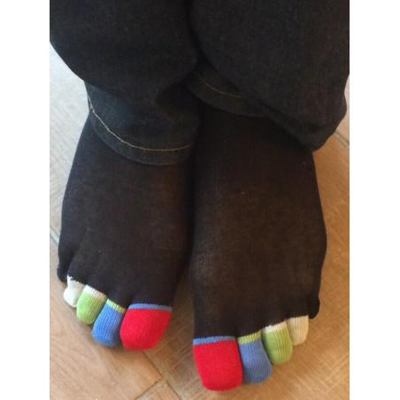 Chaussettes 5 doigts noires Doigts Couleurs