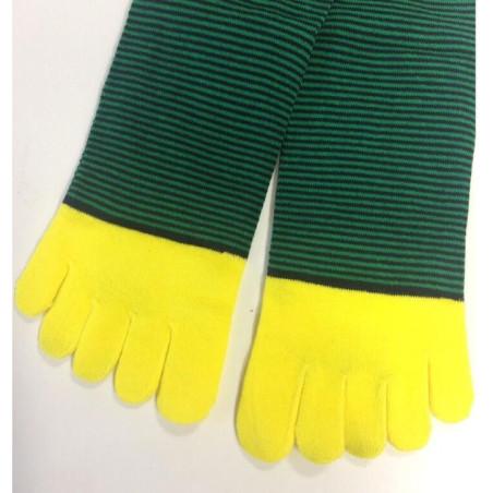 Chaussettes 5 Doigts fines rayures acides