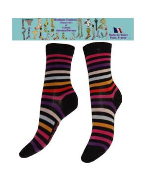 Chaussettes Femme les Petits Caprices rayures roses