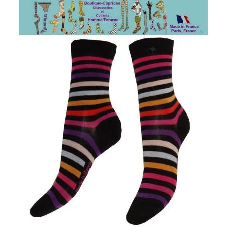 Chaussettes Femme les Petits Caprices rayures roses