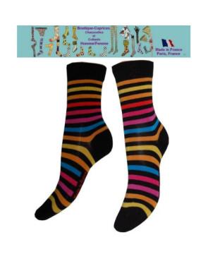 Chaussettes coton Rayures  jaunes bleues les petits caprices
