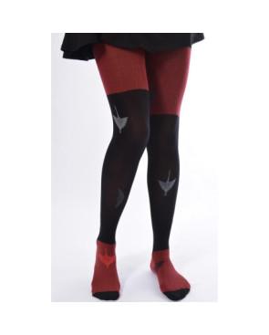 Collant Berthe aux grands Pieds Oies Sauvages Rouges Gris