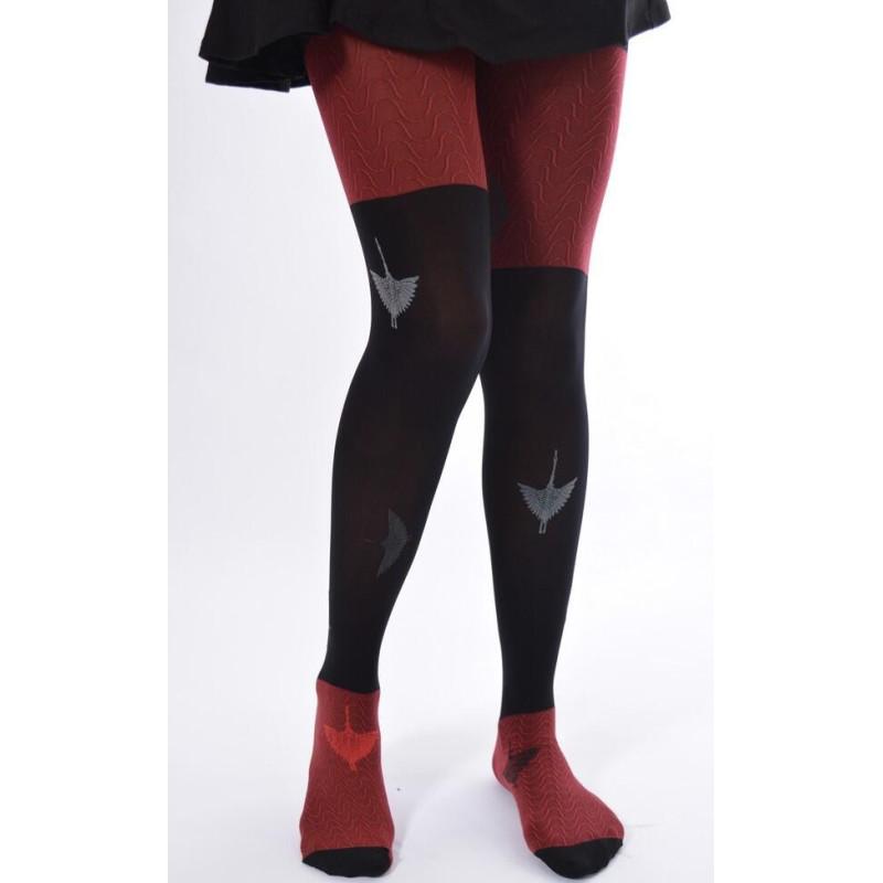 Collant Berthe aux grands Pieds Oies Sauvages Rouges Gris