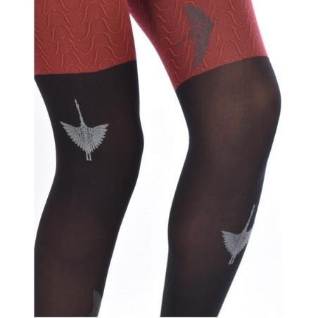 Collant Berthe aux grands Pieds Oies Sauvages Rouges Gris