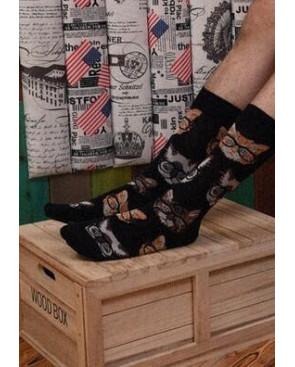 Chaussettes chats à lunettes rigolos