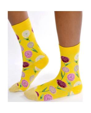 Chaussettes  jaunes  Fleuries