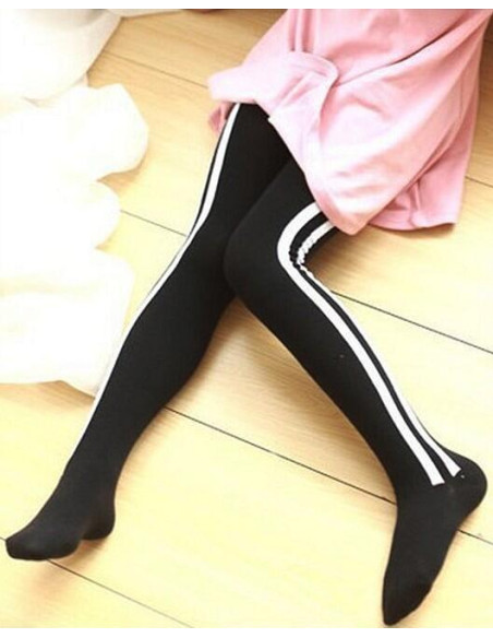 Collant enfant Coton Rayures noir