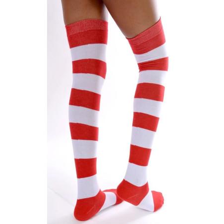 Jambières coton rayures rouges et blanches