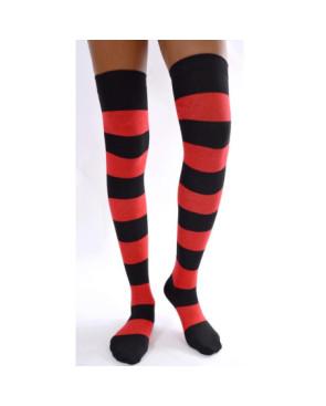 Jambières coton rayures rouges et noires