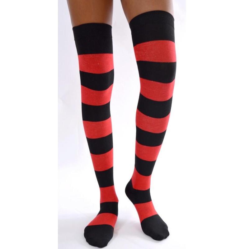 Jambières coton rayures rouges et noires