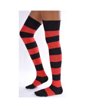 Jambières coton rayures rouges et noires